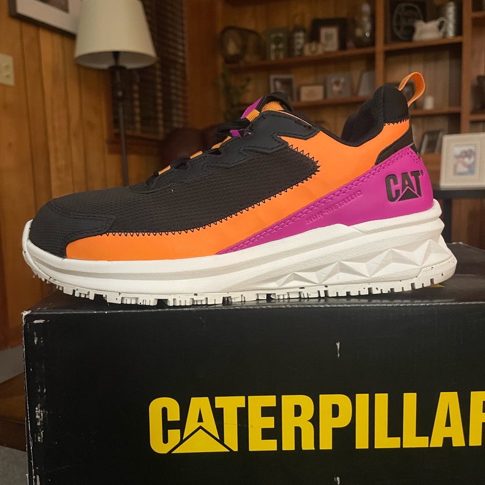 Caterpillar Black and Orange Athletic Shoes